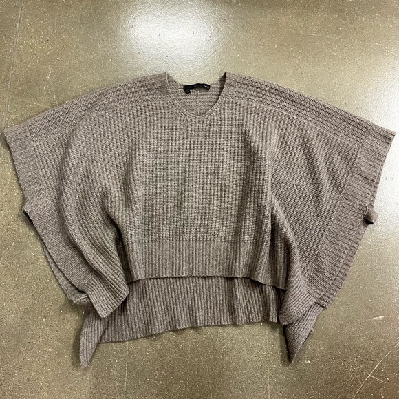 Women’s 360Cashmere Taupe Brown Knitted Cashmere Sweater Poncho SMALL - Picture 6 of 8